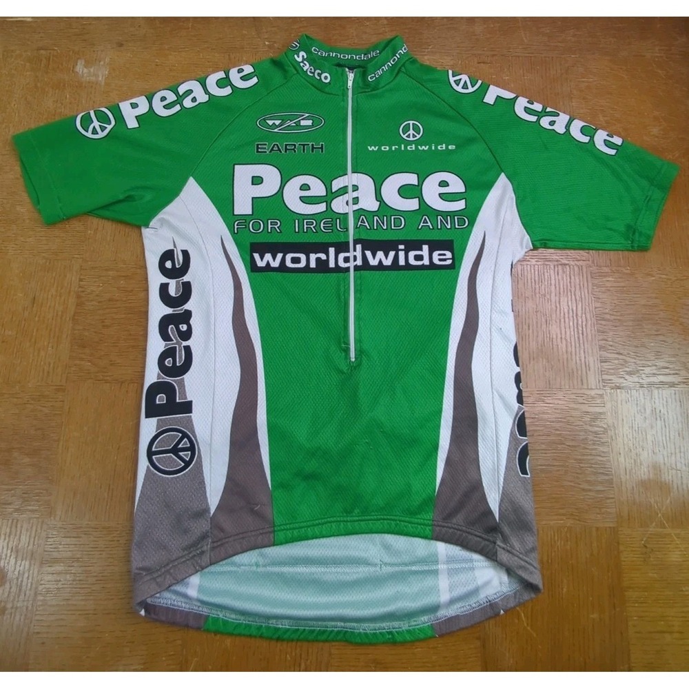 Cannondale Saeco Peace For Ireland Worldwide Green Bike Sz Large Cycling Jersey